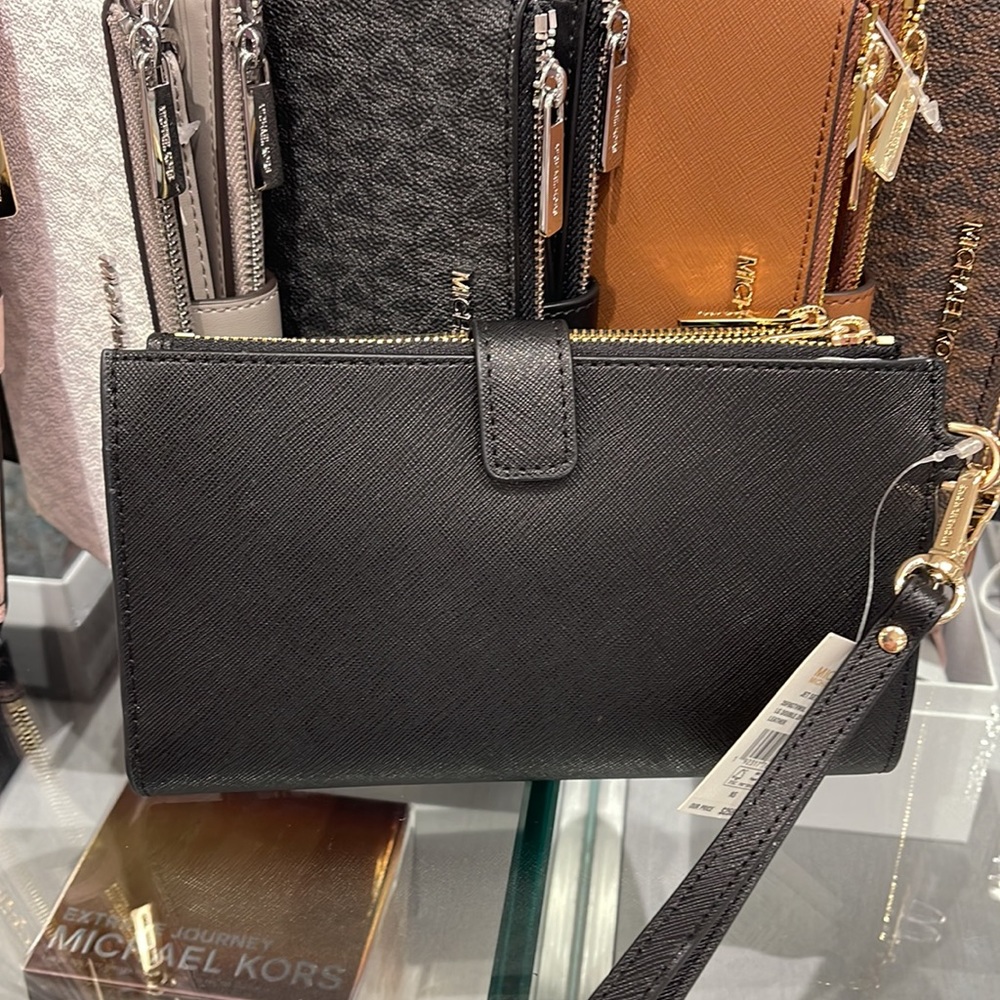 MICHAEL KORS LARGE DOUBLE ZIP WRISTLET WALLET PHONE CASE CLUTCH 
Black - Picture 5 of 16